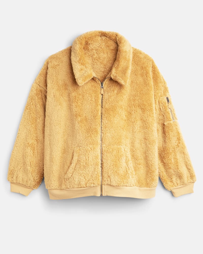 Front of plus size Grace Fleece Bomber Jacket by Socialite | Dia&Co | dia_product_style_image_id:178436